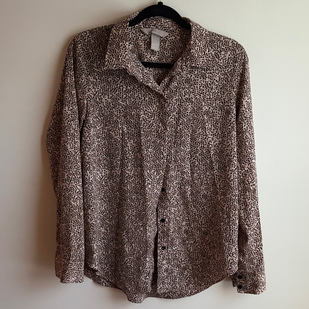 H&M Animal Print Blouse - Black and Cream